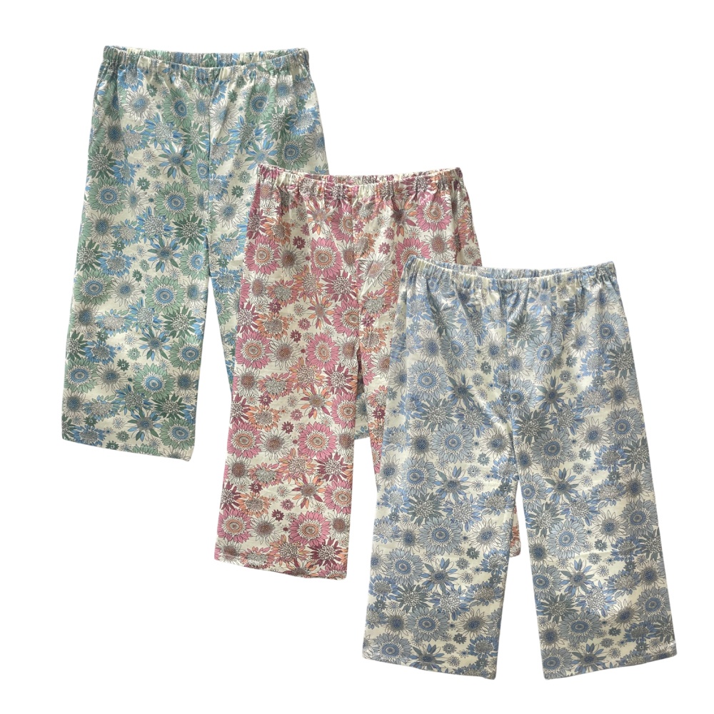 綿100% 下だけパジャマ 七分丈 3色組